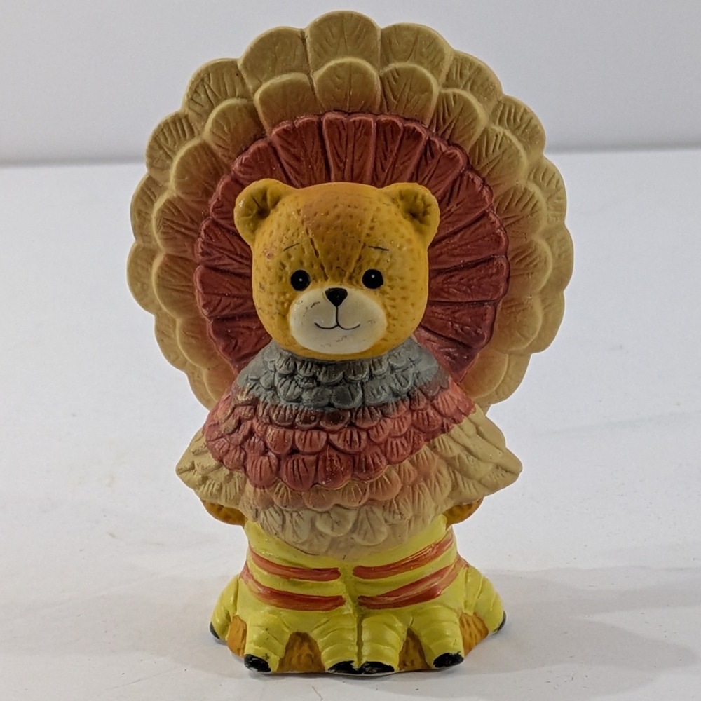 Vintage 1988 Lucy Rigg Enesco Teddy Bear Turkey Thanksgiving Hand Painted‎
